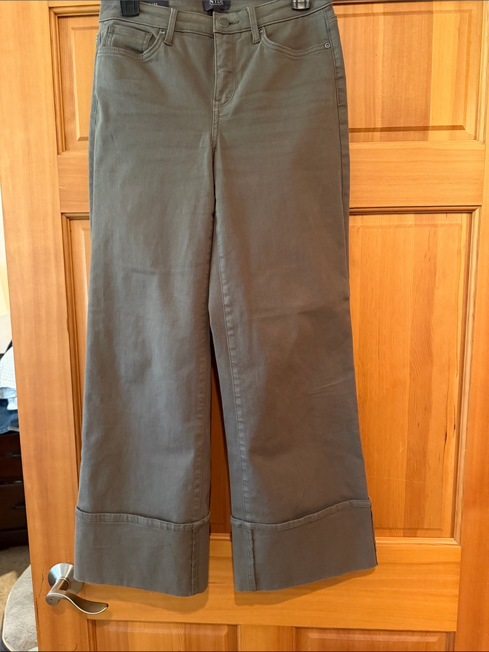 NYDJ Olive Wide-Leg Jeans with Cuffed Hem